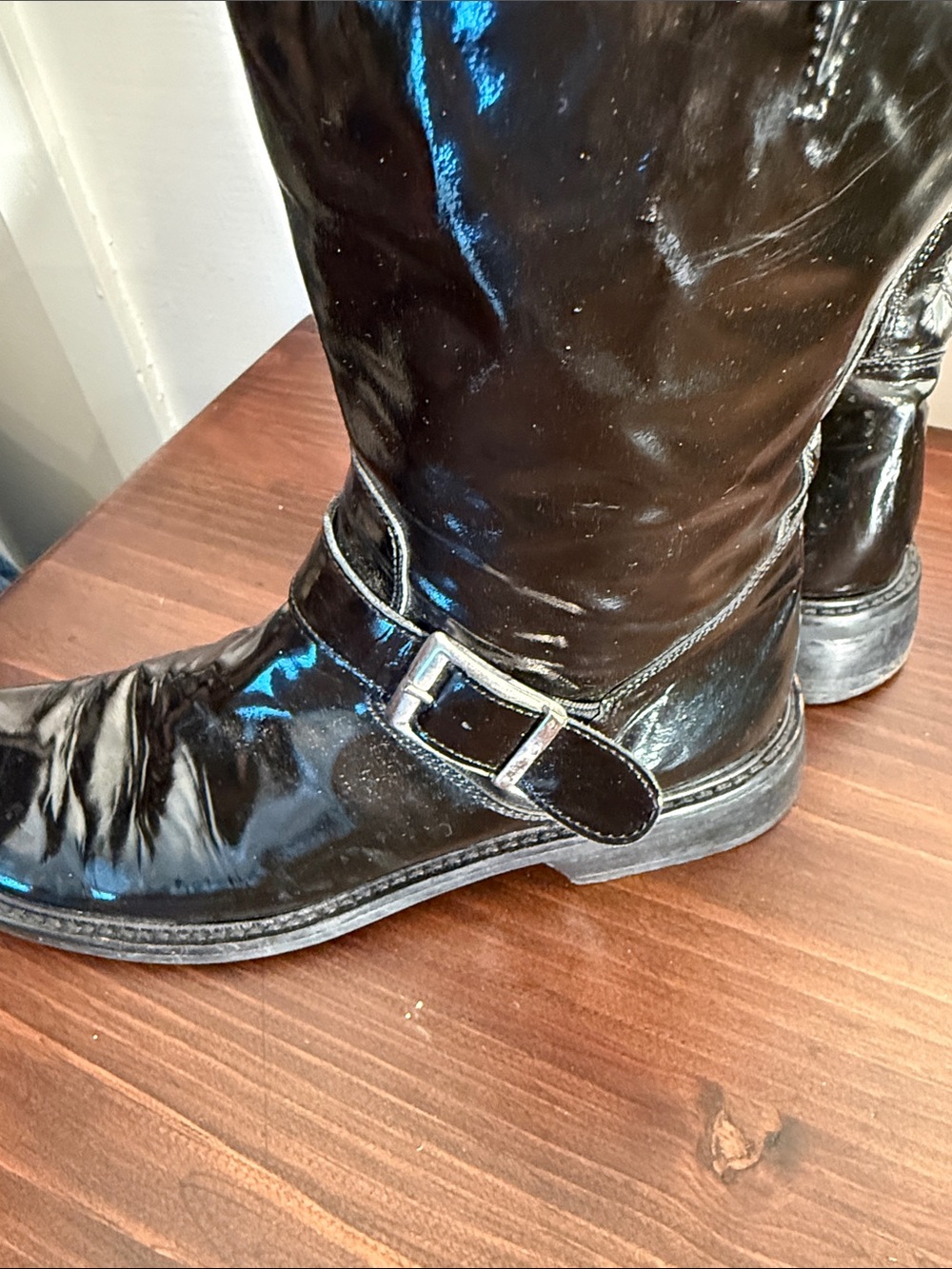 Y2K moto boots Vera Gomma Italy Patent Leather Black 7.5 - Picture 4 of 9